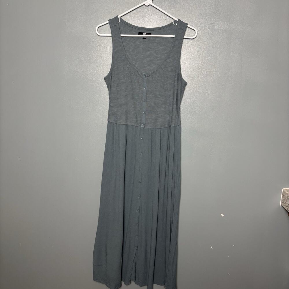 Frye Women’s Button Front Sleeveless Midi Dress Olive Small